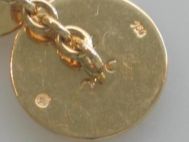 Unisex Manschettenknöpfe / Cufflinks in Knopfdesign 750er Gold, Gewicht: 19,1g