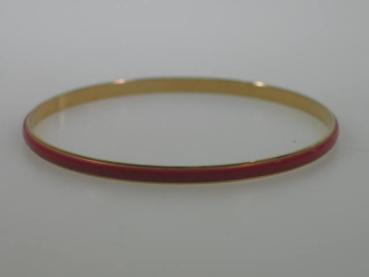 Armreif mit rotem Band aus Metall in goldfarbig