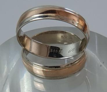 Preview: Set Eheringe Bicolor, Damenring mit Diamanten, 585er Gold, Größe 60+54, Gewicht: 5,9g