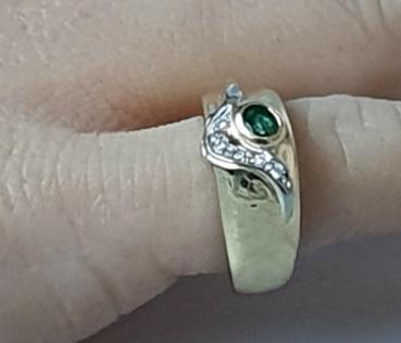 Preview: Smaragd- Diamantring aus 750er Gold, Größe 51, Gewicht: 5,0g