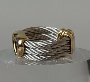 Preview: Edelstahl- Goldring, 750er Gold mit offener Ringschiene, Gewicht: 8,0g