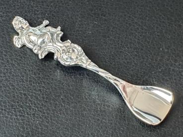 Kleinst Zuckerlöffel -Engelmotiv- 835er Silber, Länge: 5,7 cm, Gewicht: 4,4g