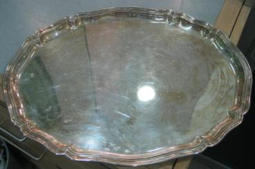 Tablett Servierplatte -ovale Form- aus 835er Silber, Gewicht: 930,0g