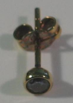 Einzelner kleiner Ohrstecker mit weißem Schmuckstein, 333er Gold, Gewicht: 0,25g