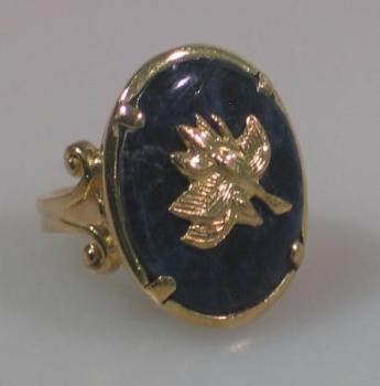 Juwelierarbeit Exclusiver Schmucksteinring 21 kt. Gelbgold mit Lapislazuli, Größe: 46, Gewicht: 7,7g