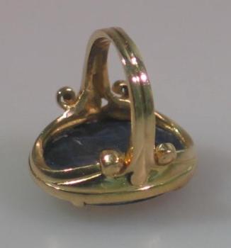 Juwelierarbeit Exclusiver Schmucksteinring 21 kt. Gelbgold mit Lapislazuli, Größe: 46, Gewicht: 7,7g