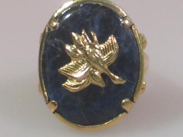 Juwelierarbeit Exclusiver Schmucksteinring 21 kt. Gelbgold mit Lapislazuli, Größe: 46, Gewicht: 7,7g