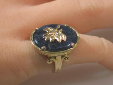 Juwelierarbeit Exclusiver Schmucksteinring 21 kt. Gelbgold mit Lapislazuli, Größe: 46, Gewicht: 7,7g