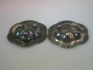 Preview: 2x Zierschälchen mit farbigen Randelementen, 925er Silber