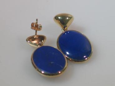 Preview: Ovale Ohrstecker mit Lapislazuli, 585er Gold, Gewicht: 11,3g