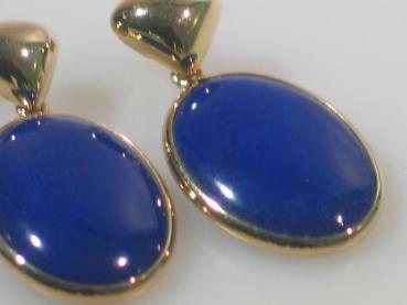 Preview: Ovale Ohrstecker mit Lapislazuli, 585er Gold, Gewicht: 11,3g