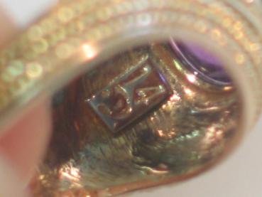 Ring mit Amethyst Cabochon aus 585er Gold, Größe 54, Gewicht: 5,3g