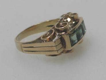 Preview: Antikschmuck Ring aus 585er Gold mit Turmalin Edelsteinen, Größe 49, Gewicht: 5,2g