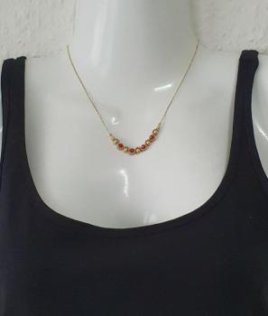Feines Kettencollier mit Schmucksteinkugeln aus 750er Gold, Länge 41,5 cm, Gewicht: 6,0g