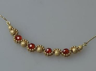 Preview: Feines Kettencollier mit Schmucksteinkugeln aus 750er Gold, Länge 41,5 cm, Gewicht: 6,0g