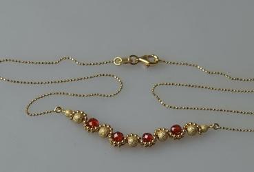Preview: Feines Kettencollier mit Schmucksteinkugeln aus 750er Gold, Länge 41,5 cm, Gewicht: 6,0g