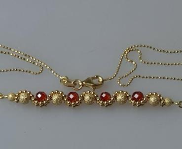Preview: Feines Kettencollier mit Schmucksteinkugeln aus 750er Gold, Länge 41,5 cm, Gewicht: 6,0g