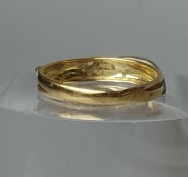 Bicolor Goldring aus 750er Gelbgold mit Weißgoldsteifen, Größe 56, Gewicht: 2,5g