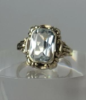 Aquamarin 2.1 ct. Goldring aus 333er Gold, Größe 51, Gewicht: 2,2g