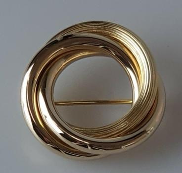Vintage: 3-Ring Rundbrosche aus 750er Gold, Gewicht: 11,4g