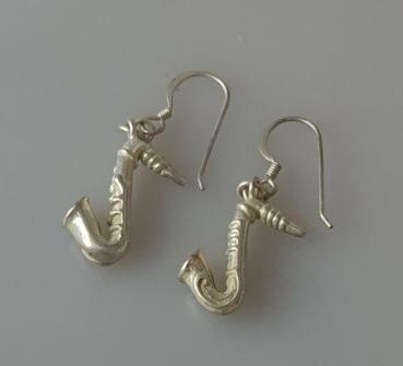 Ohrhänger "Saxophon" aus 925er Sterlingsilber, Gewicht: 5,8g