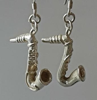 Ohrhänger "Saxophon" aus 925er Sterlingsilber, Gewicht: 5,8g