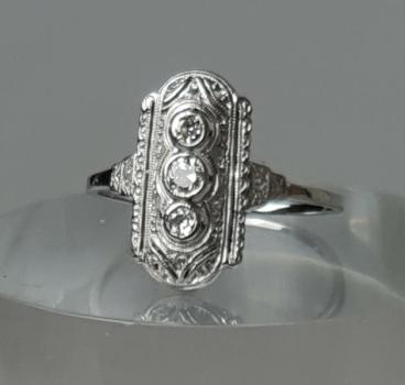 Vintage Diamantring mit 0.25 ct. aus 750er Weißgold, Größe 51, Gewicht: 3,0g