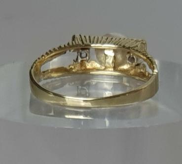 Perlenring mit Diamanten aus 585er Gold, Größe 51, Gewicht: 2,5g