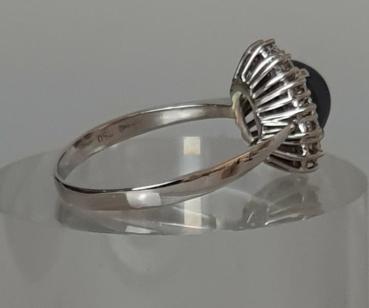 Saphir- Diamantring aus 750er Weißgold, Größe 67, Gewicht: 5,1g