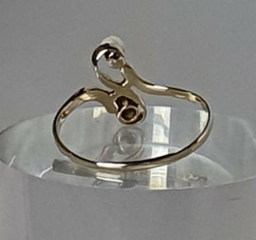 Diamant- Perlenring aus 585er Gold, Größe 64, Gewicht: 2,2g