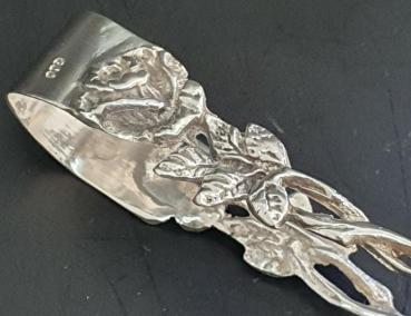 Antiksilber Zuckerzange -Hildesheimer Rose- aus 800er Silber, Gewicht: 11,9g