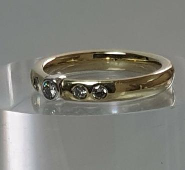 Preview: Diamantring mit 5 Diamanten aus 585er Gold, Größe 56, Gewicht: 5,0g