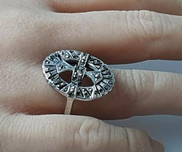 Ring mit Markasiten aus 925er Sterlingsilber, Größe 60, Gewicht:5,5g