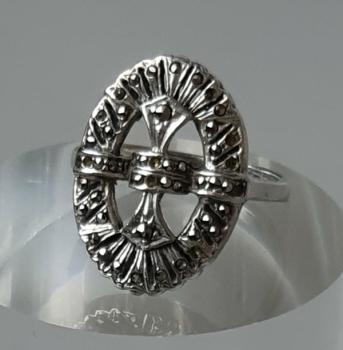 Preview: Ring mit Markasiten aus 925er Sterlingsilber, Größe 60, Gewicht:5,5g