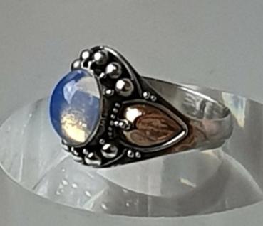 Ring mit Schmuckstein Cabochon aus 925er Sterlingsilber, Größe 57, Gewicht:4,3g