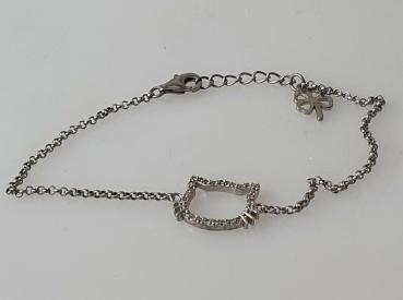 Armband Glücksklee/Katze aus 925er Sterlingsilber, Länge 21,0 cm, Gewicht: 3,0g