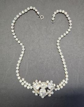 Preview: Eindrucksvolles Schmucksteincollier mit Zirkoniabesatz, Länge: 46,0 cm