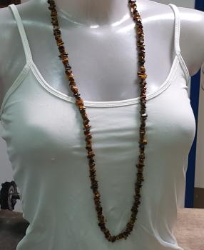 Lange Tigeraugen Schmuckstein Halskette, Länge 92,0 cm