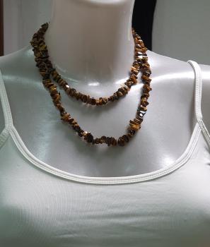 Lange Tigeraugen Schmuckstein Halskette, Länge 92,0 cm