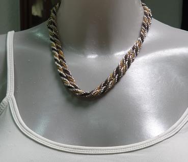 Lange gedrehte Halskette -gold- silber- schwarzfarben, Länge 92,0 cm