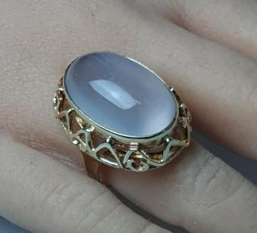 Preview: Vintage: Mondsteinring mit 13.3 ct. aus 585 Gold. Größe 55, Gewicht: 11,6g