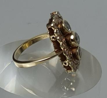 Vintage: Phantastischer Diamantring mit 29 Diamanten aus 585er Gold, Größe 55, Gewicht: 7,5g