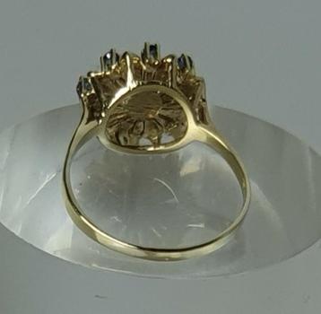 Preview: Perlenring mit Saphiren, 585er Gold, Größe 61, Gewicht: 3,7g
