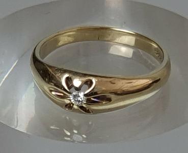 Diamantring Solitär 0.05 ct., 585er Gold, Größe 58, Gewicht: 3,8g