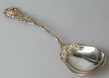 Sahnelöffel Hildesheimer Rose Rosendekor 800er Silber, Gewicht: 24,3g