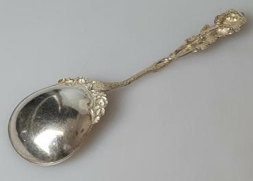 Sahnelöffel Hildesheimer Rose Rosendekor 800er Silber, Gewicht: 24,3g