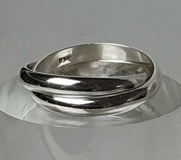 2er Bandring verbunden aus 925er Sterlingsilber, Größe 73, Gewicht: 8,9g