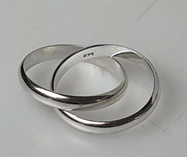 Preview: 2er Bandring verbunden aus 925er Sterlingsilber, Größe 73, Gewicht: 8,9g