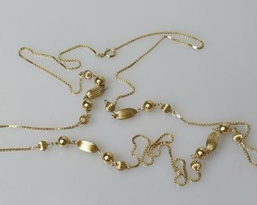 Lange Venezianerhalskette mit Kugelelementen 333er Gold, Länge 86,0 cm, Gewicht: 10,0g
