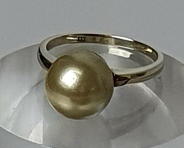 Perlenring mit großer Perle aus 333er Gold, Größe 65, Gewicht: 5,7g